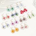 Custom Preserved Dried Flower Resin Jewelry Earrings Stainless Steel Cherry Blossom Earrings Charms for Jewelry Making
