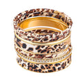 Top Selling Classic Leopard Multi Layered Rhinestone Bracelets Cuff Suit for Ladies Hand Dress Accessories
