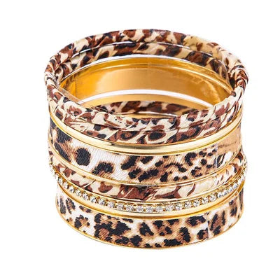 Top Selling Classic Leopard Multi Layered Rhinestone Bracelets Cuff Suit for Ladies Hand Dress Accessories