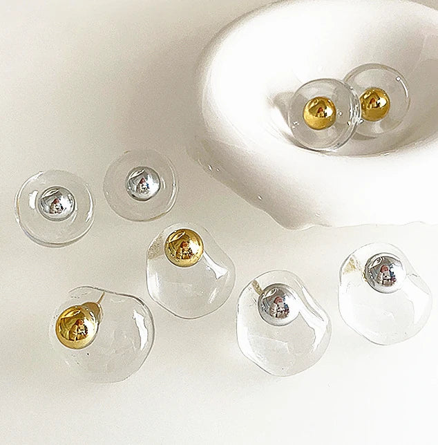 Temperament Fashion Daily Earrings Gift Clear Resin Earrings Statement Irregular Round Earrings Gifts for Women