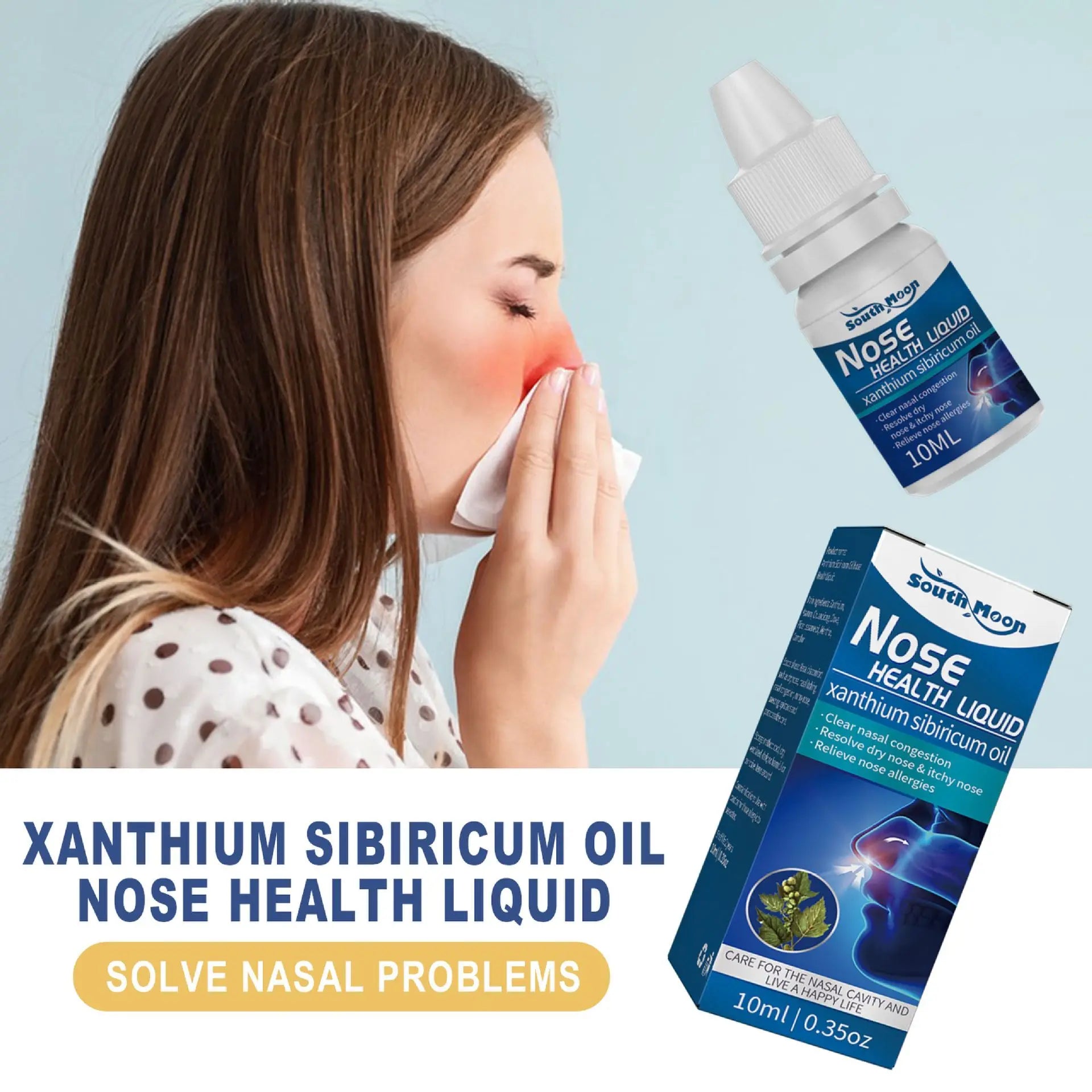 Private Label Oem South Moon 10ml Nose Health Liquid Sneeze Allergy Dry Itchy Runny Nose Treatment Xanthium Sibiricum Oil