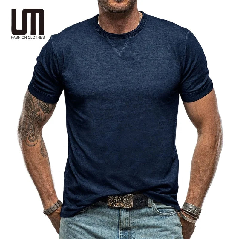 Clearance Sales Summer Men's Casual Cotton Spandex T Shirts Custom Logo Printed Breathable Short Sleeves