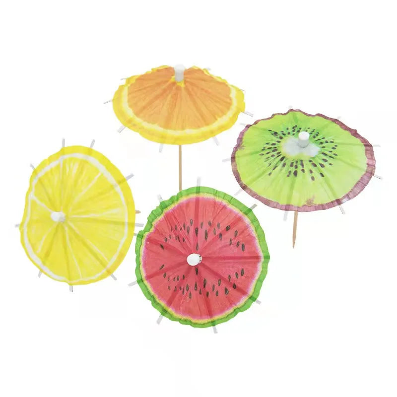 Biodegradable  Wooden  Umbrella   Fruit Stick  Decorative Cocktail Stick