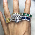Full Diamond Zircon Ring 925 Sterling Silver Bling Bling Baguette Diamond Ring for Women