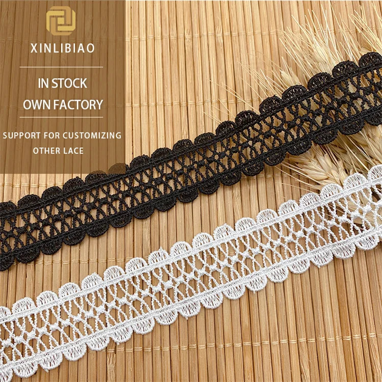 Water-Soluble Embroidery Lace Fabric for Lolita Clothing Accessories Unique Hollow Barcode Design for Dresses Shoes Bags