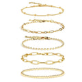 14K Gold Plated Dainty Link Paperclip Bracelets Stake Adjustable Layered Metal Link Bracelet Set Fashion Jewelry