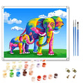 Painting by Numbers Abstract Elephants Under Blue Sky Animals Diy Oil Painting by Numbers Digital Painting Kit Home Decor