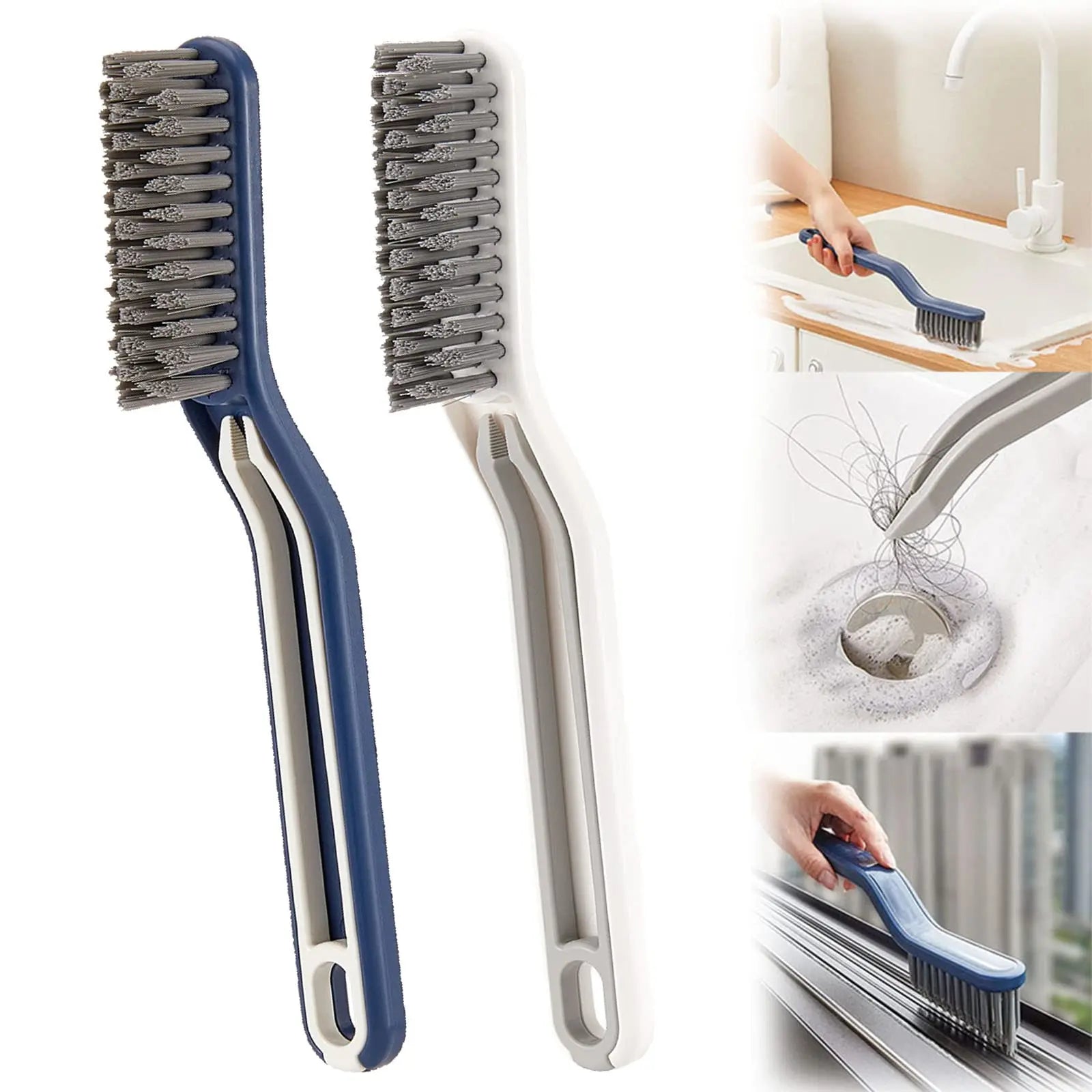Household Multi-functional 2 in 1 Wall Brick Floor Slit Clamp Bristle Window groove Gap Cleaning Brush