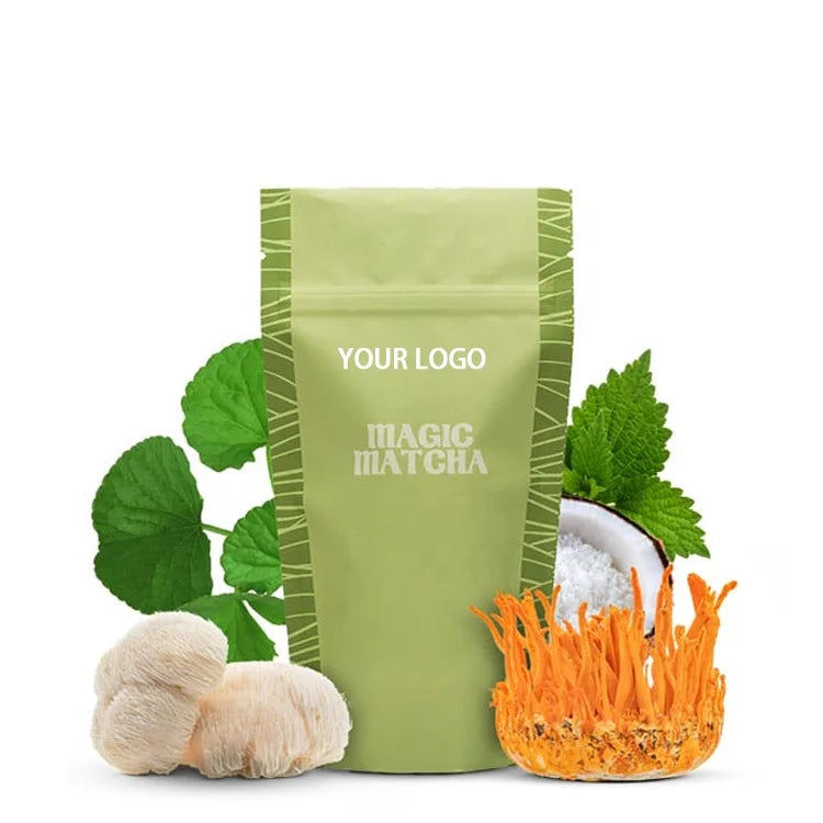 Faitury Private Label Organic Instant Coffee Powder Reishi Lions Mane Matcha Mushroom Blend Matcha Coffee