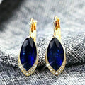 CAOSHI Dainty Marquise Cut Design Blue Crystal Cubic Zirconia Earrings for Luxury Wedding Party Gold Plated Hoop Earrings Women