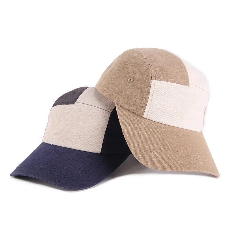 New Design Blank Outdoor Dad Hat Custom Men Camp Caps Bulk Contrast Colors Curved Brim 5 Panel Cotton Unstructured Camp Hat