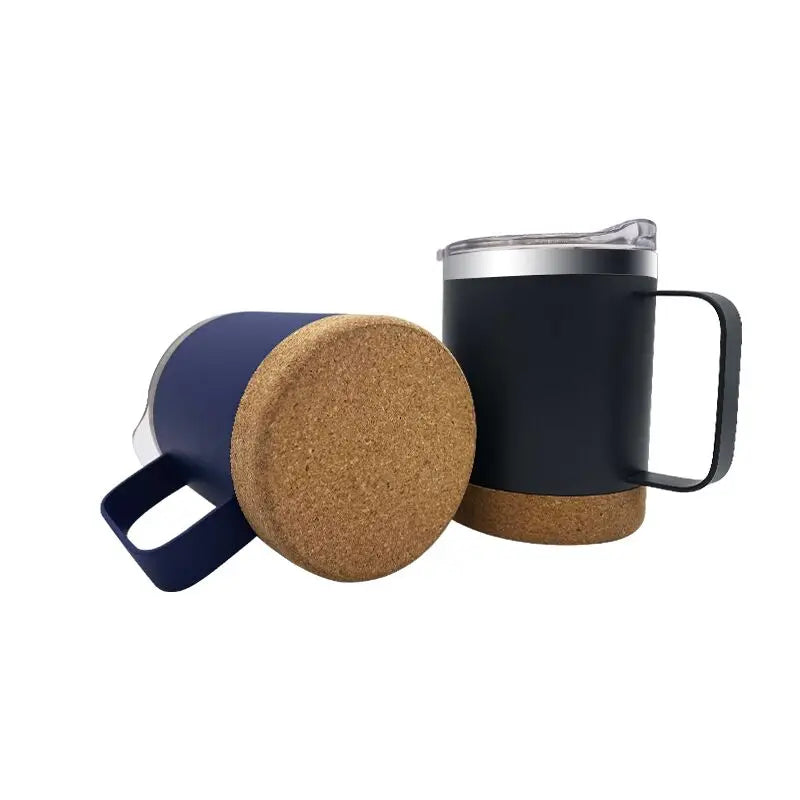 Wholesale 12OZ Travel Coffee Mug with Handle Double Wall Stainless Steel Vacuum Insulated Cup Tumbler with Cork Base