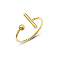 MICCI Wholesale Custom Women's 18k Gold Plated Stainless Steel Jewelry Women Simple Minimalist Open Gold Ball T Bar Ring