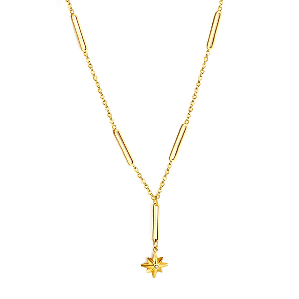 Waterproof Charm PVD 18k Gold Plated Pendant Custom Jewelry Stainless Steel North Star Graduation Gift Necklace