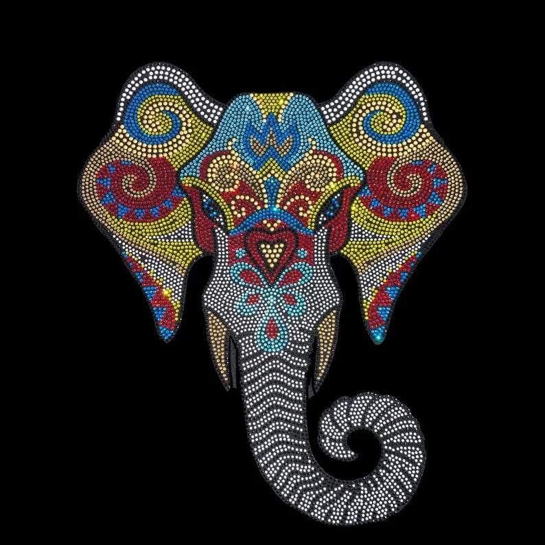 LOW MOQ Hotfix Custom Rhinestone Motif Transfer Design Applique Hot Fix Rhinestone Heat Transfers Ready to Press for T Shirt