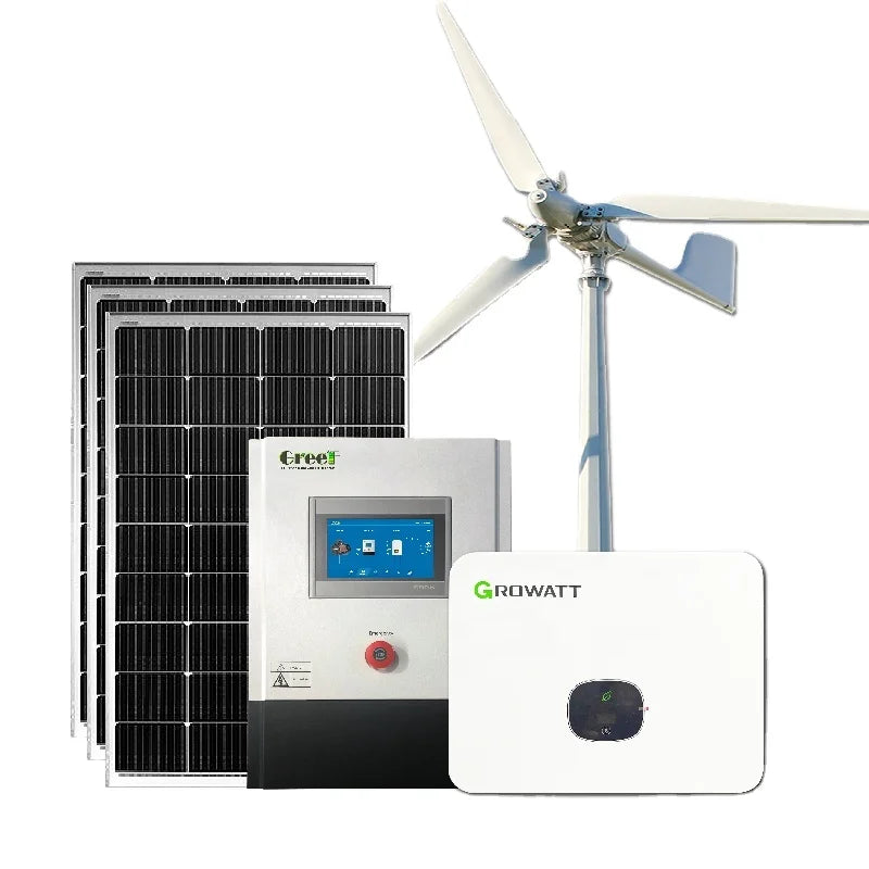 5KW 10KW Solar Wind Hybrid Power Energy System Lithium Ion Battery Ground Mounting MPPT & PWM Controller for Home Generation