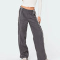 Sporty Striped Ribbon Track Pants Mid Rise Baggy Women' Sweat Pant Track Pant Elastic Waistband Trouser for Women