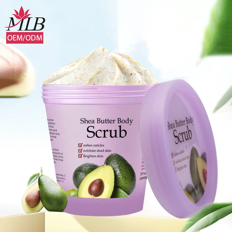 Wholesale Natural Body Scrub Exfoliating Sugar Scrub Skin Whitening Smooth Shea Butter Sea Salt Body Scrub