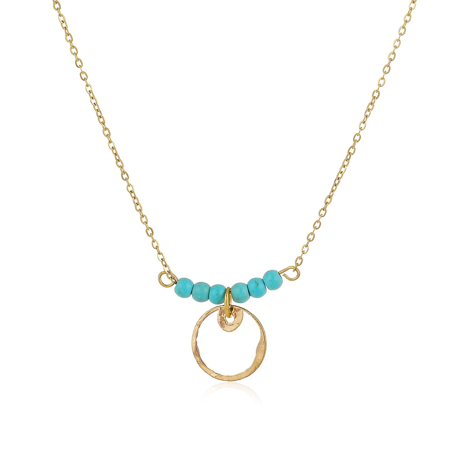 Natural Turquoise Pendant Stainless Steel Gold-plated Classic Charm Necklace Women's Light Luxury Niche High-end Jewelry