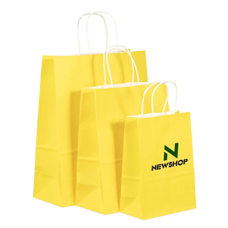 Custom Logo Eco-Friendly Small Brown/White Kraft Paper Gift Bags with Handles for Supermarket Use-Packing Clothing Shoes Gifts
