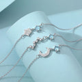 Planet Star Moon Stone Pendant Astrology Aquamarine Cubic Zirconia 925 Sterling Silver Bracelet