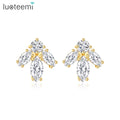 LUOTEEMI Geometric Korean Elegant Flower Fashion Hot Sale Earing Jewelry Zircon Charm Small Stud Earrings