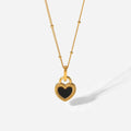 Jewelry 18K Gold Plated Double Sided Heart Choker Necklaces Stainless Steel Black White Shell Lock Heart Necklace YF2915