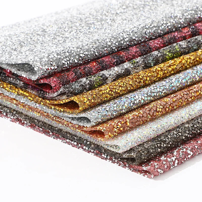 Lan Guang High Quality 24*40cm Adhesive Loose Rhinestone Mesh Sheets Hot Fix Crystal Resin Trimming