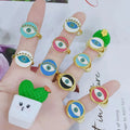 RA1032 Fashion Colourful Enamel Evil Eyes Signet Women Ring Trendy  Brass  Eyes Ladies Ring