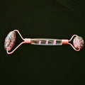 HY Rhodonite jasper facial roller massage skin flower handle stone tool healing wrinkles anti-aging slimming