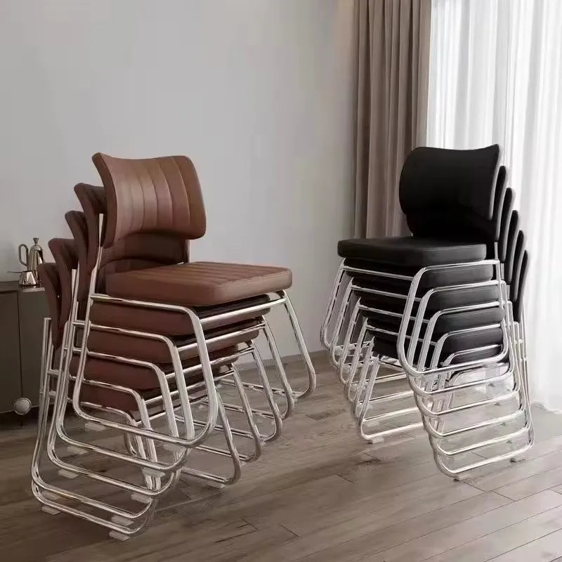 Durable Modern Design Cooling PU Leather Office Chair with Stainless Steel Frame Swivel for Meeting Room Staff Training