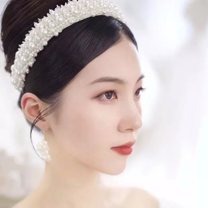 Baroque Bride Pearl Crystal Headband Bridal Tiara Wedding Party Hair Accessories Niancan FD-k Trendy Elegant