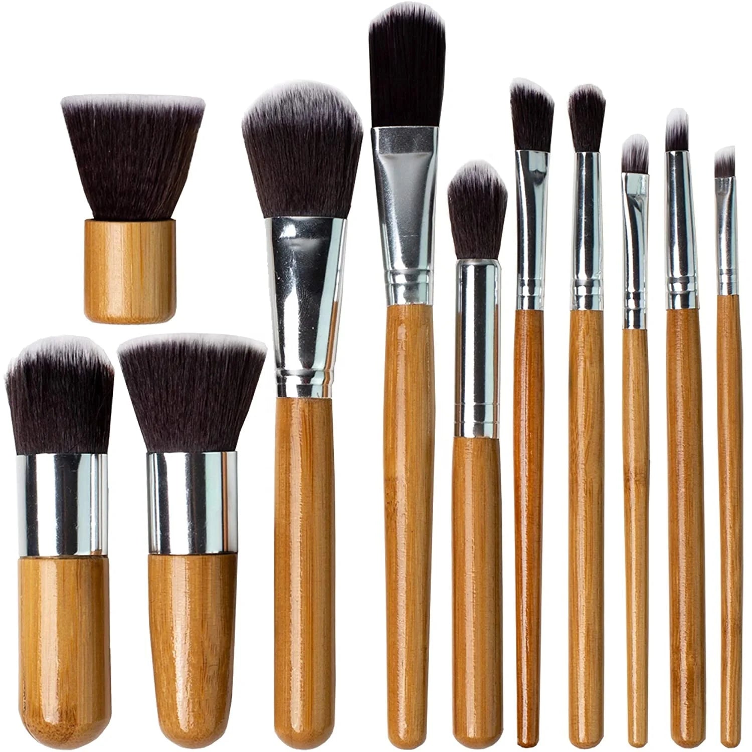 Private Label Free Samples Blush Foundation Brush 11Pcs Kabuki Bamboo Bamboo Handle Makeup Brush