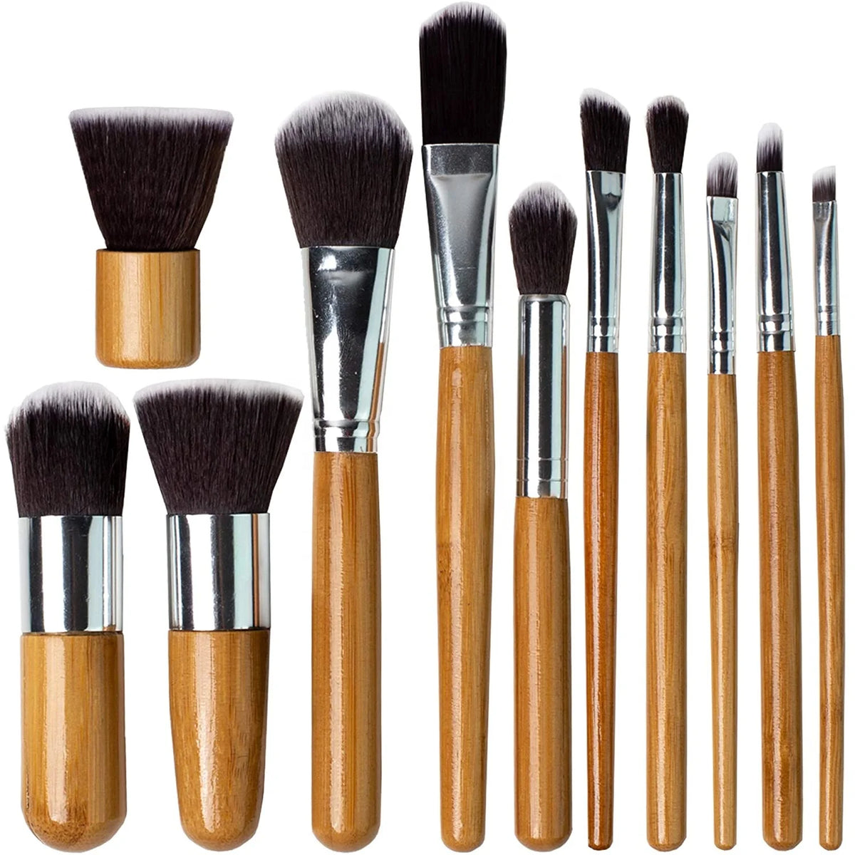 Private Label Free Samples Blush Foundation Brush 11Pcs Kabuki Bamboo Bamboo Handle Makeup Brush MegaBDM