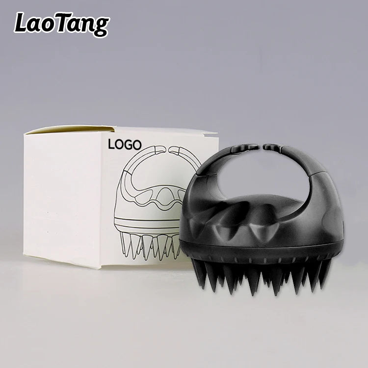 Custom Logo Hair Scalp Massage Head Body Shampoo Brush Hair Care Silicone Scalp Scrubber Shower Brush Scalp Washing Comb