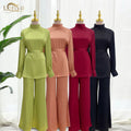 Clearance Sale Fashion Modest Islamic Clothing Women Muslim Abaya 2 Piece Set Top and Pants Set Girls Daily Wear Suits