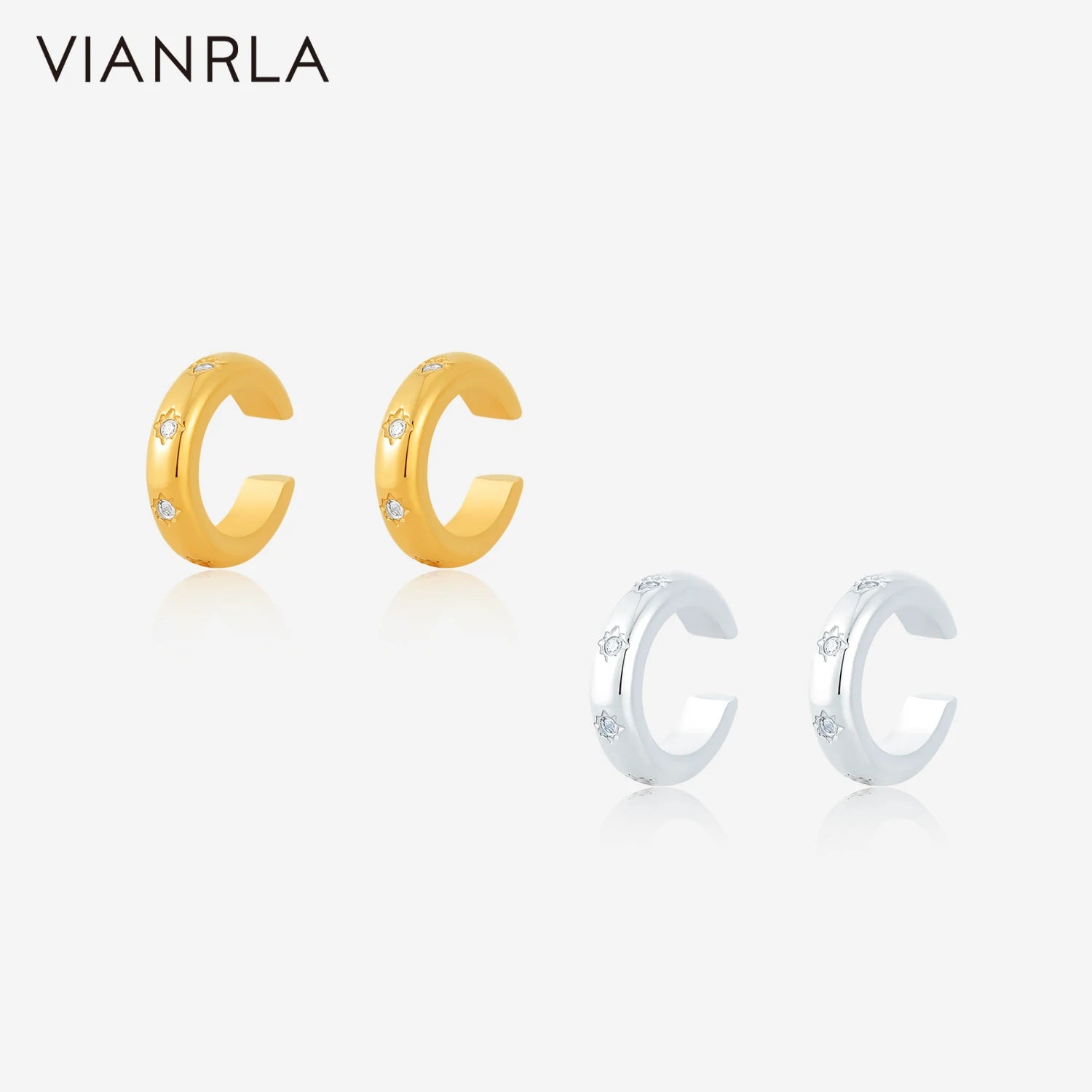 VIANRLA Stainless Steel CZ Cuff Shape  Stainless Steel Earrings  No Fade for Women