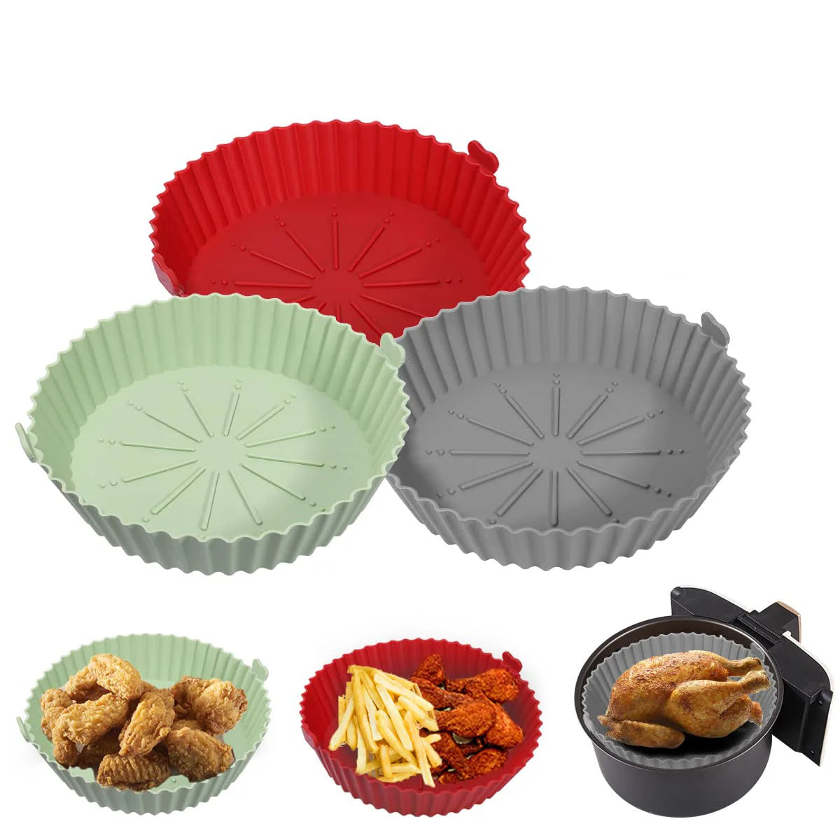 Food Safe Air Fryer Oven Accessories Kitchen Air Fryer Tray Silicone Baking Liner Trays for Oven