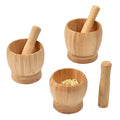 Natural Hand Made Custom Laser logo Spice Herb Grinder Bamboo Garlic Crusher Wooden Mortar and Pestle Set for Kitchen