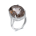 YBO Custom 925 Sterling Silver Fine Natural Crystal Smoky Quartz Rings Oval Cut Gemstone Engagement Jewelry for Weddings Parties