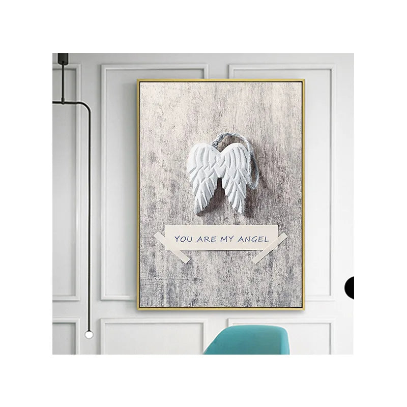 White Wings Feathers Canvas Print Woman Poster Wall Picture Art Decor No Frame Oil Painting on Canvas Posters and Prints Art