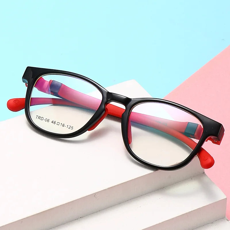 TR90 Frame Kids Computer & Phone Glasses Anti-Blue Light & UV400 Animal Pattern Blue Light Blocking for Boys & Girls