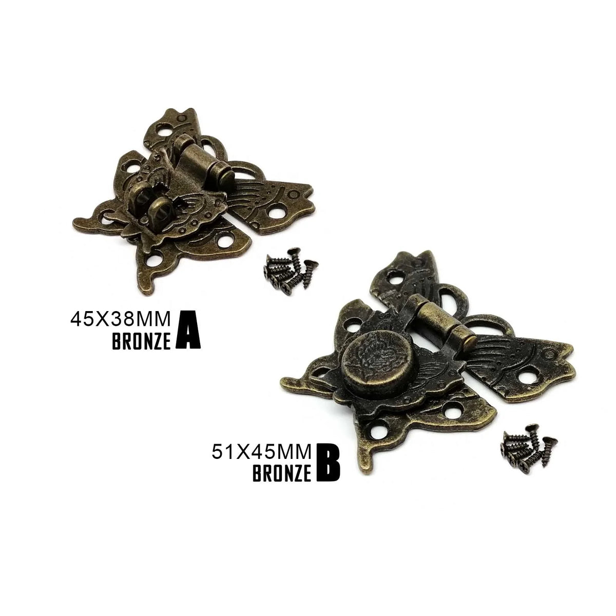 Butterfly Retro Vintage Antique Brass Bronze Decorative DIY Wooden Jewelry Chest Toggle Wine Box Latch Gift Case Hasp Lock Clasp