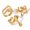 European and American Stainless Steel Waterproof Exaggerated Rings High-quality Ins Rings Titanium Steel Gold Open Rings