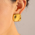 HOVANCI New Fashionable Personalized Jewelry 18K Plated Plated Stainless Steel Irregular Square High Polish Stud Earrings