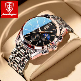POEDAGAR New Sport Men Watch Top Brand Luxury Waterproof Male Clock Leather Quartz Date Man Wristwatch 829