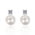 Wholesale Jewelry 925 Sterling Silver 8mm Freshwater Pearl Earrings 0.3ct Fine Moissanite Stud Earrings