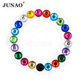 JUNAO Wholesale 10mm 12mm 20mm 30mm Non Hotfix AB Crystal Round Strass Flatback Acrylic Rhinestones for DIY