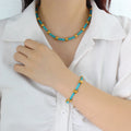 Handmade Natural Stone Chain Necklace Stainless Steel Fashion Charm Turquoise Chic Jewelry Women 2023