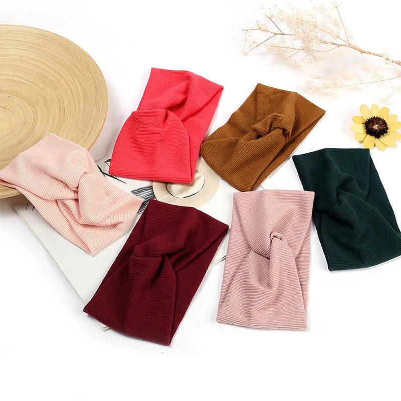 Fashion Girls Knitted Head Wrap Wide Elastic Yoga Hair Bands Sports Headbands Spa Headband for Women Girls